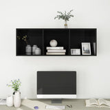 NNEVL Wall-mounted TV Cabinet High Gloss Black 37x37x107 cm Chipboard