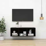 NNEVL Wall-mounted TV Cabinet High Gloss Black 37x37x107 cm Chipboard