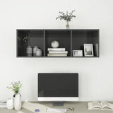 NNEVL Wall-mounted TV Cabinet High Gloss Grey 37x37x107 cm Chipboard