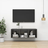 NNEVL Wall-mounted TV Cabinet High Gloss Grey 37x37x107 cm Chipboard
