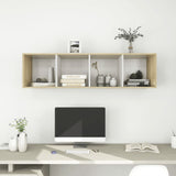 NNEVL Wall-mounted TV Cabinet Sonoma Oak and White 37x37x142.5 cm Chipboard
