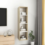NNEVL Wall-mounted TV Cabinet Sonoma Oak and White 37x37x142.5 cm Chipboard