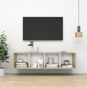 NNEVL Wall-mounted TV Cabinet Sonoma Oak and White 37x37x142.5 cm Chipboard