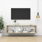 NNEVL Wall-mounted TV Cabinet Sonoma Oak and White 37x37x142.5 cm Chipboard