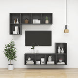 NNEVL Wall-mounted TV Cabinet High Gloss Grey 37x37x142.5 cm Chipboard