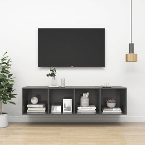 NNEVL Wall-mounted TV Cabinet High Gloss Grey 37x37x142.5 cm Chipboard