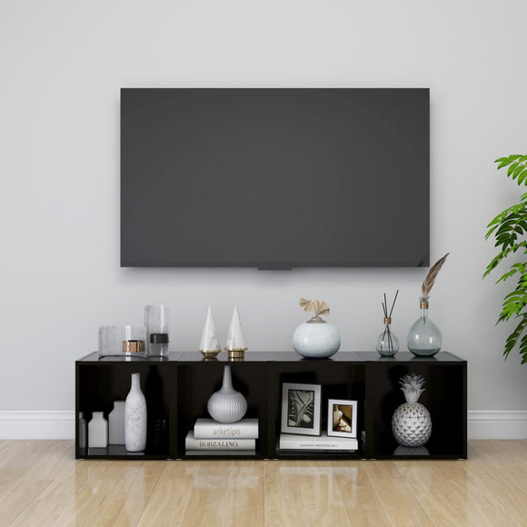 NNEVL TV Cabinets 4 pcs Black 37x35x37 cm Chipboard