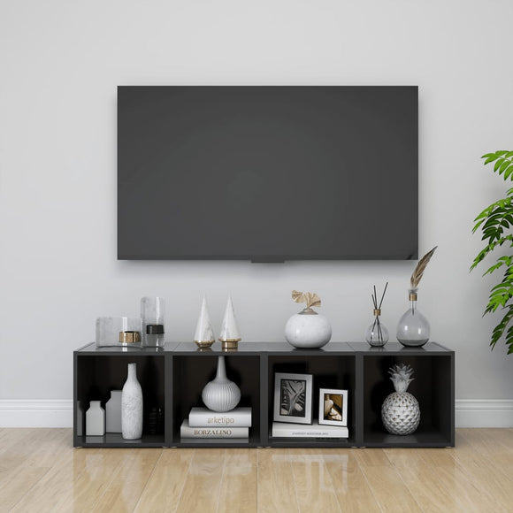 NNEVL TV Cabinets 4 pcs Grey 37x35x37 cm Chipboard