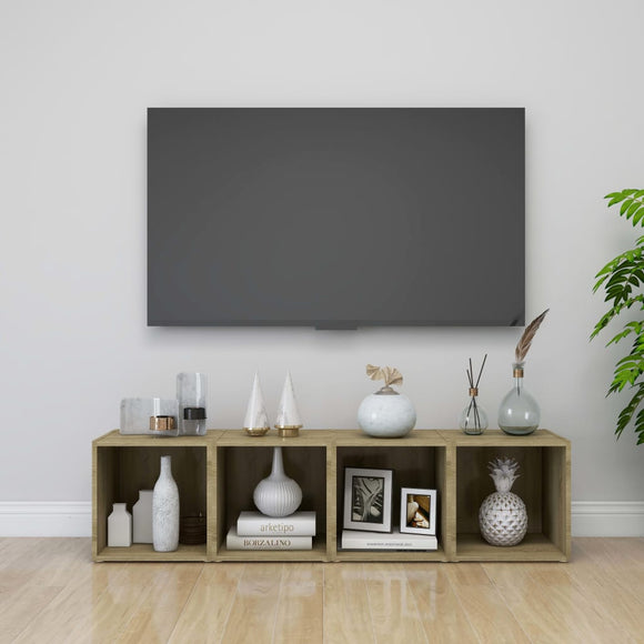 NNEVL TV Cabinets 4 pcs Sonoma Oak 37x35x37 cm Chipboard