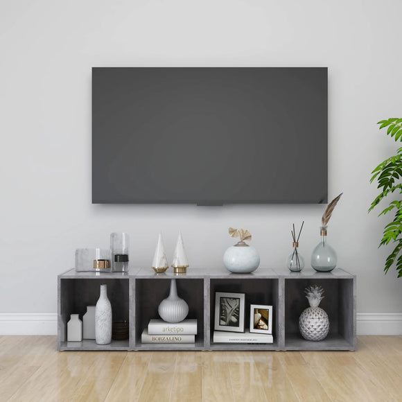NNEVL TV Cabinets 4 pcs Concrete Grey 37x35x37 cm Chipboard