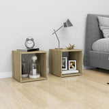 NNEVL TV Cabinet White and Sonoma Oak 37x35x37 cm Chipboard