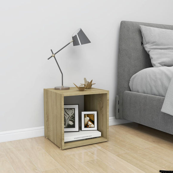 NNEVL TV Cabinet White and Sonoma Oak 37x35x37 cm Chipboard