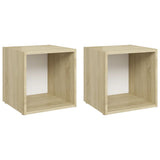 NNEVL TV Cabinets 2 pcs White and Sonoma Oak 37x35x37 cm Chipboard