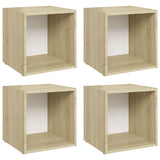 NNEVL TV Cabinets 4 pcs White and Sonoma Oak 37x35x37 cm Chipboard