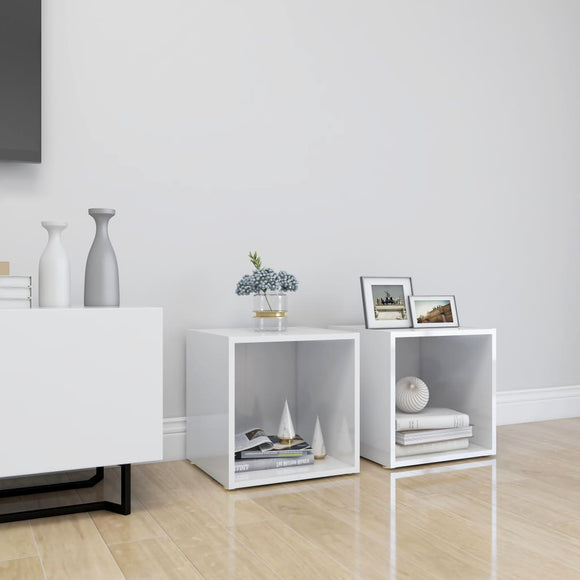 NNEVL TV Cabinets 2 pcs High Gloss White 37x35x37 cm Chipboard