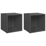 NNEVL TV Cabinets 2 pcs High Gloss Grey 37x35x37 cm Chipboard