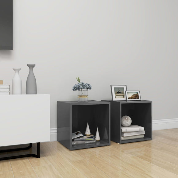 NNEVL TV Cabinets 2 pcs High Gloss Grey 37x35x37 cm Chipboard