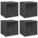 NNEVL TV Cabinets 4 pcs High Gloss Grey 37x35x37 cm Chipboard