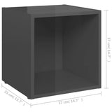 NNEVL TV Cabinets 4 pcs High Gloss Grey 37x35x37 cm Chipboard