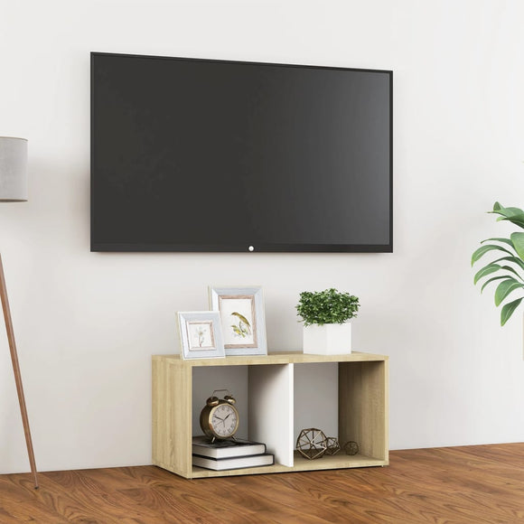 NNEVL TV Cabinet White and Sonoma Oak 72x35x36.5 cm Chipboard