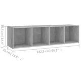NNEVL TV Cabinet Concrete Grey 142.5x35x36.5 cm Chipboard