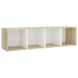 NNEVL TV Cabinet White and Sonoma Oak 142.5x35x36.5 cm Chipboard