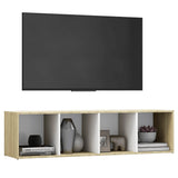 NNEVL TV Cabinet White and Sonoma Oak 142.5x35x36.5 cm Chipboard
