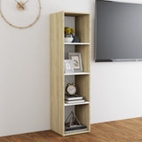 NNEVL TV Cabinet White and Sonoma Oak 142.5x35x36.5 cm Chipboard