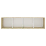 NNEVL TV Cabinet White and Sonoma Oak 142.5x35x36.5 cm Chipboard