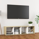 NNEVL TV Cabinet White and Sonoma Oak 142.5x35x36.5 cm Chipboard
