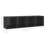 NNEVL TV Cabinet High Gloss Grey 142.5x35x36.5 cm Chipboard