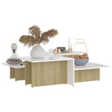 NNEVL Coffee Tables 2 pcs Sonoma Oak and White 111.5x50x33 cm Engineered Wood