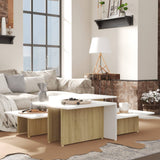 NNEVL Coffee Tables 2 pcs Sonoma Oak and White 111.5x50x33 cm Engineered Wood