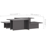 NNEVL Coffee Tables 2 pcs High Gloss Grey 111.5x50x33 cm Engineered Wood