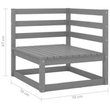 NNEVL Garden Corner Sofa Grey Solid Pinewood