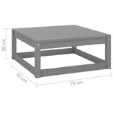 NNEVL Garden Footstool 70x70x30 cm Grey Solid Pinewood