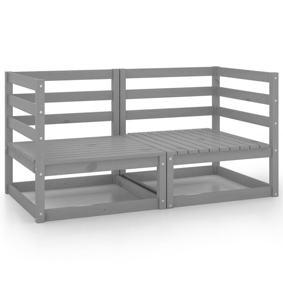 NNEVL Garden Corner Sofas 2 pcs Grey Solid Pinewood