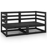 NNEVL Garden Corner Sofas 2 pcs Black Solid Pinewood