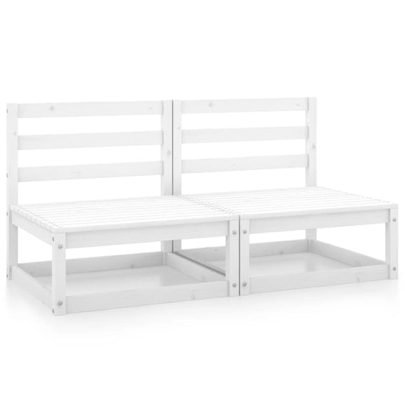 NNEVL Garden Middle Sofas 2 pcs White Solid Pinewood