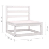 NNEVL Garden Middle Sofas 2 pcs White Solid Pinewood