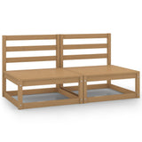 NNEVL Garden Middle Sofas 2 pcs Honey Brown Solid Pinewood