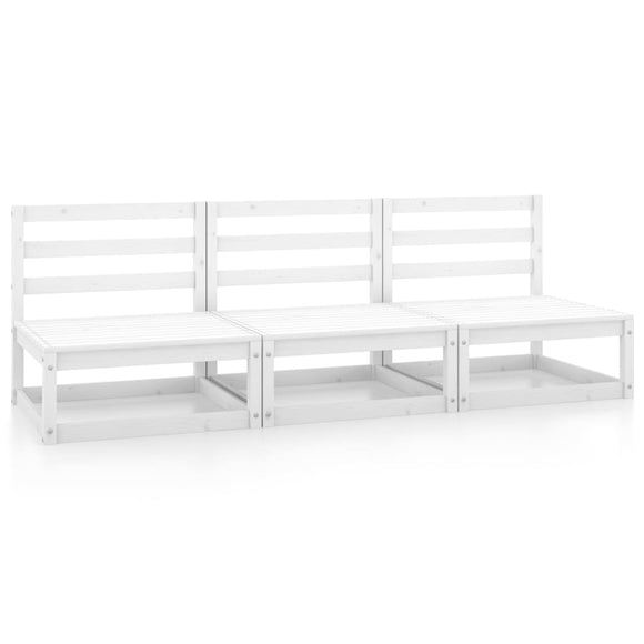 NNEVL Garden Middle Sofas 3 pcs White Solid Pinewood