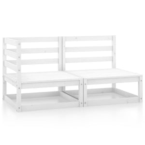 NNEVL 2 Piece Garden Lounge Set White Solid Pinewood