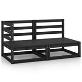 NNEVL 2 Piece Garden Lounge Set Black Solid Pinewood