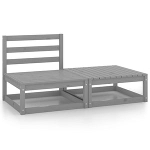 NNEVL 2 Piece Garden Lounge Set Grey Solid Pinewood