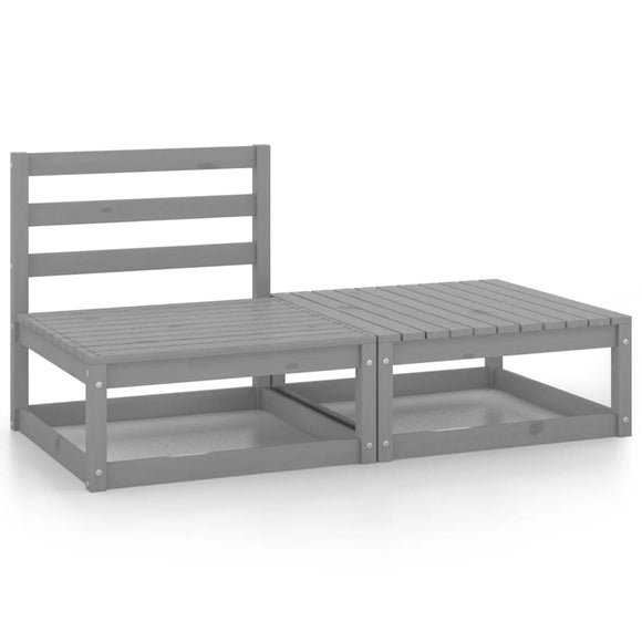 NNEVL 2 Piece Garden Lounge Set Grey Solid Pinewood