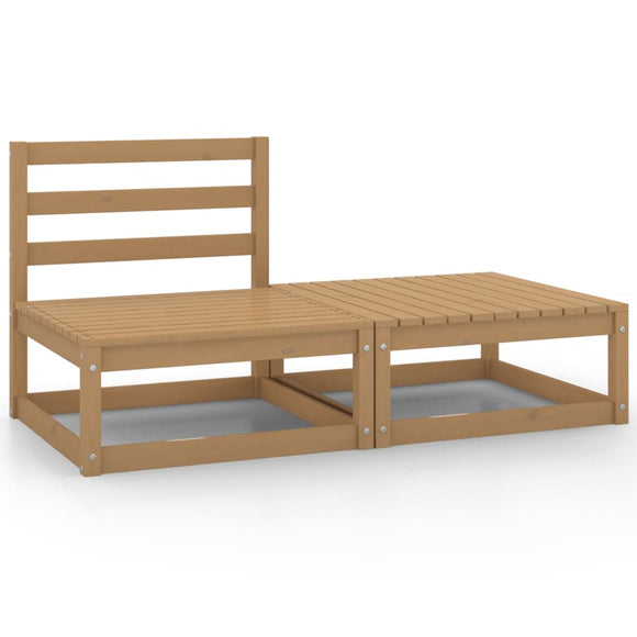 NNEVL 2 Piece Garden Lounge Set Honey Brown Solid Pinewood