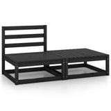 NNEVL 2 Piece Garden Lounge Set Black Solid Pinewood