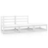NNEVL 3 Piece Garden Lounge Set White Solid Pinewood