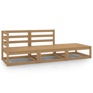 NNEVL 3 Piece Garden Lounge Set Honey Brown Solid Pinewood
